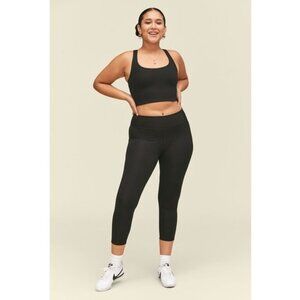 Girlfriend Collective Black Compressive Mid-Rise Cropped Legging, Size Medium